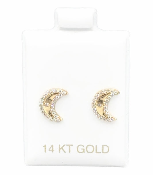 New 14K Kids CZ Moon Earrings. H.J™️